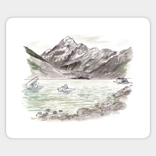 Aoraki Mt Cook Watercolour Sticker